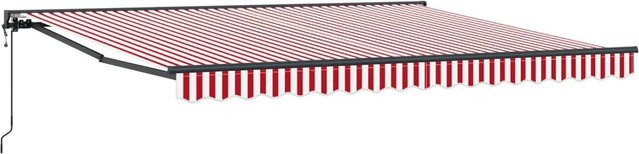 vidaXL Einziehbare Markise in Rot-Weiß aus Polyester und Metall, B: 400 cm, T: 300 cm - Bild 1