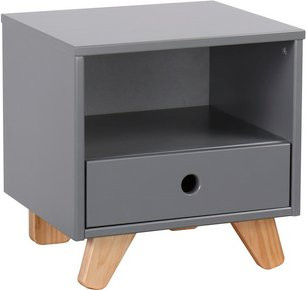 Möbilia Nachttisch aus MDF und Kiefernholz in Grau und Natur, modern und matt - Bild 1