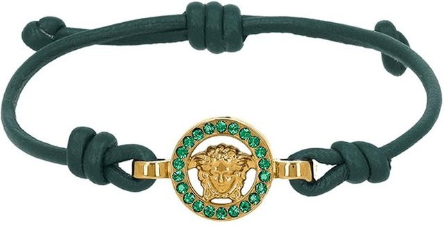 Versace Lederarmband, Medusa, Kristall, Grün, Damen - Bild 1