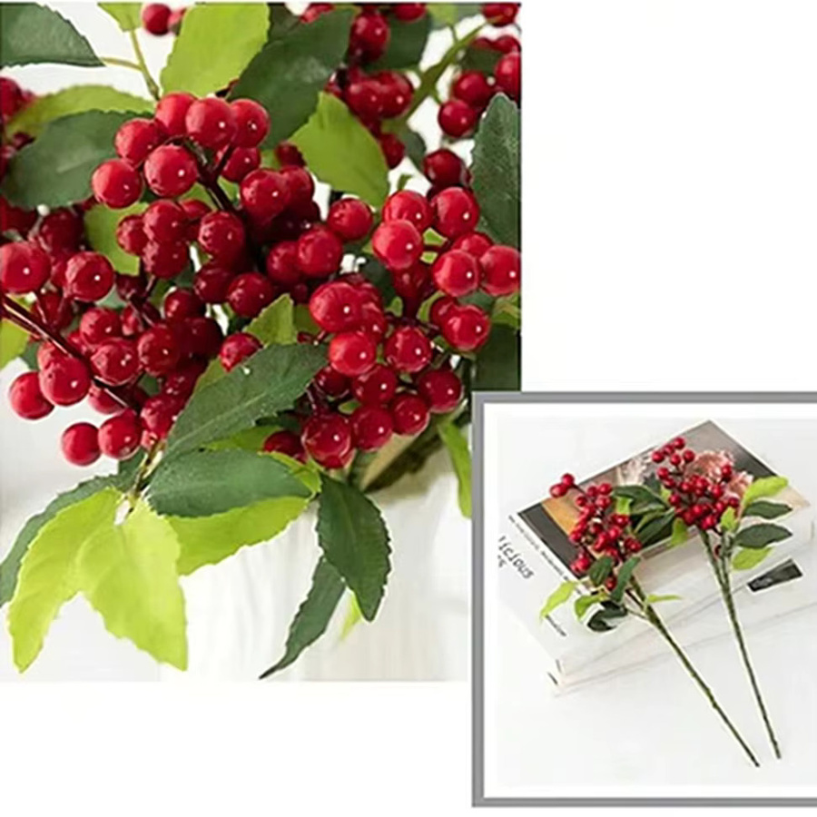 Künstliche Stechpalme mit roten Früchten von XIAOYINMO für Weihnachts- und Neujahrsdekoration sowie Garten und Hochzeiten - Bild 2