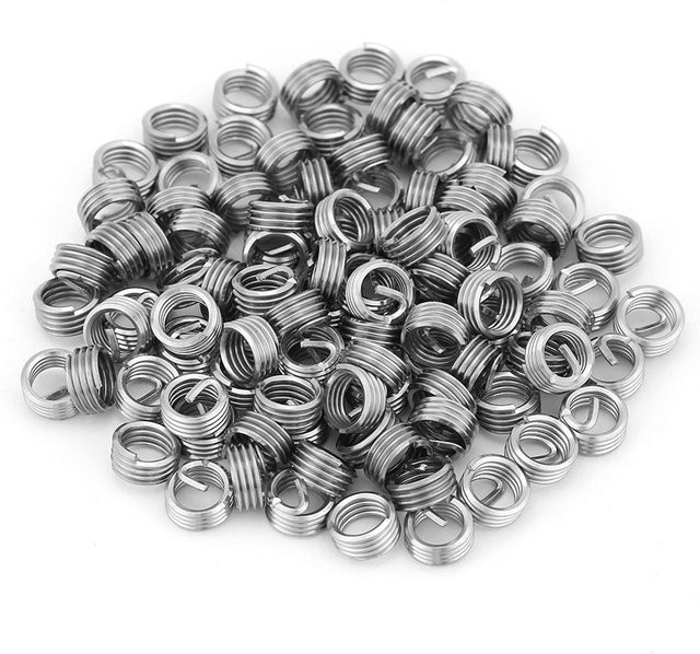 Meterk Spiralgewindeeinsätze aus Edelstahl in Silber, 100 Stück, M6 x 1,0 x 1D Länge - Bild 1