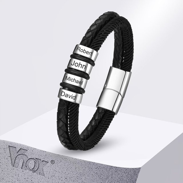 Vnox Armbänder, Edelstahl, Perle, Herren - Bild 1