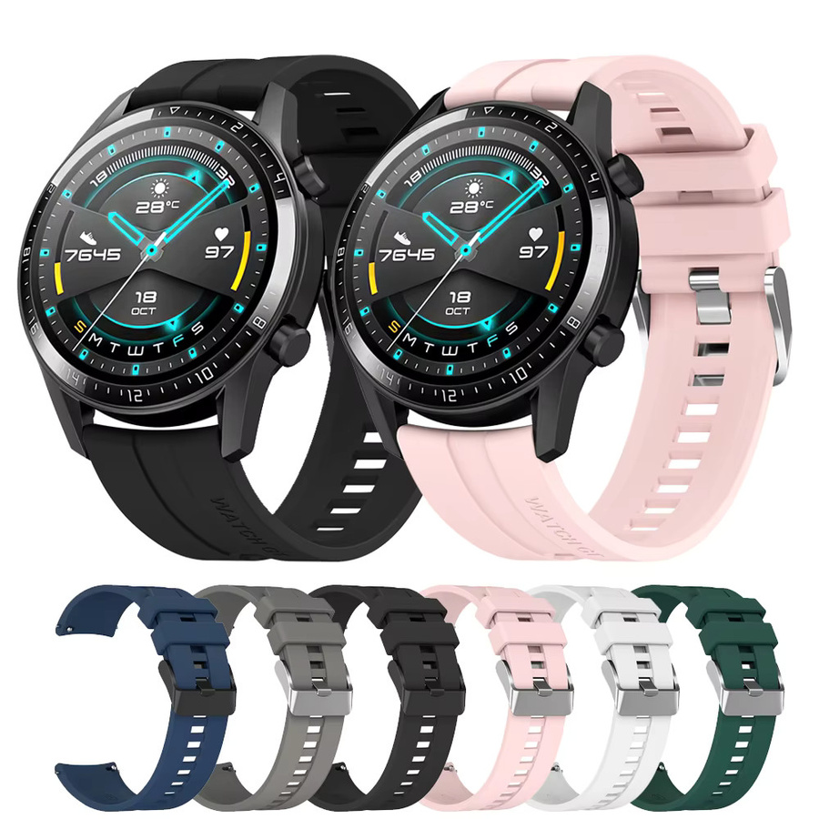 Uhrenarmband Silikon, Schwarz, 20mm 22mm, Huawei GT2, Polar Grit X/Vantage M - Bild 4