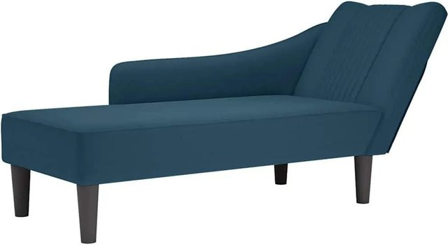 vidaXL Chaiselongue mit rechter Armlehne aus blauem Samt, B/T/H: 140 x 56 x 66 cm - Bild 1