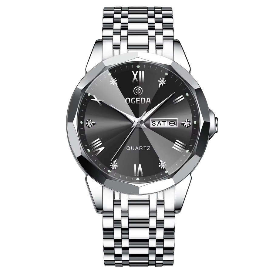 OGADE Armbanduhr Edelstahl, Quarz, Schwarz, Herren - Bild 5