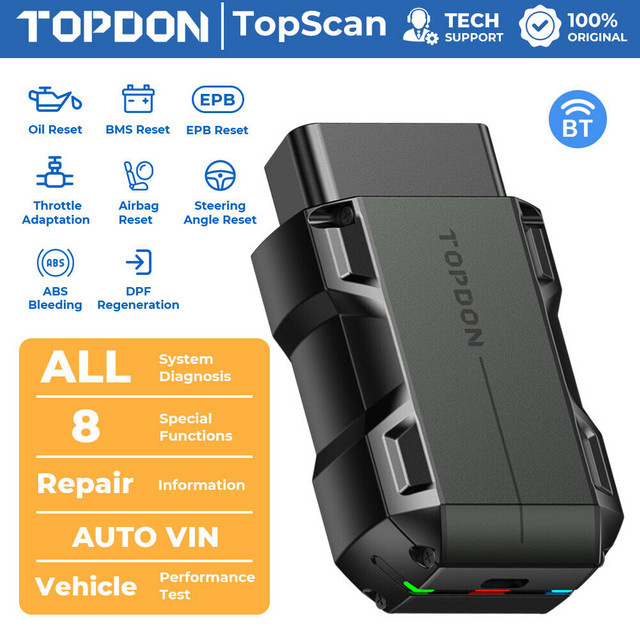 TOPDON TopScan Lite Bluetooth OBD2 Scanner zur Vollsystem-Diagnose und DTC-Fehlerbehebung in Schwarz - Bild 1