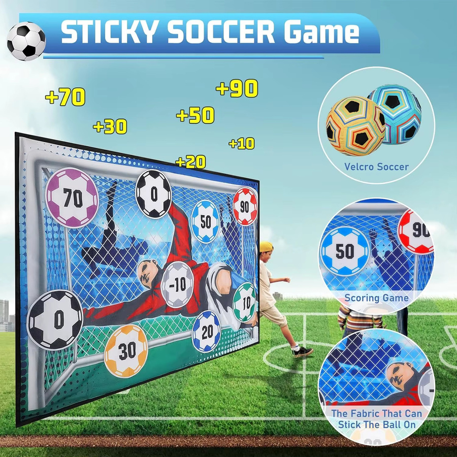 SONGYI Fußballspiel-Set, Hinterhof-Wurf-Fußballtorspiel, mit 1 Klettverschlussball, ab 3 Jahren - Bild 3
