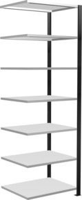 Schulte Anbauregal Büro-Steckregal MULTIplus150 mit 7 Fachböden und Mittelanschlag, schwarz/RAL 7035 lichtgrau, B/T/H: 230 x 75 x 60 cm - Bild 1