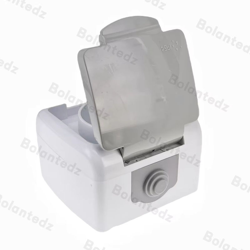 Bolantedz Zweifach-Aufputz-Wandsteckdose mit Abdeckung, wasserdicht und spritzwassergeschützt, 10A, europäischer Standard - Bild 2