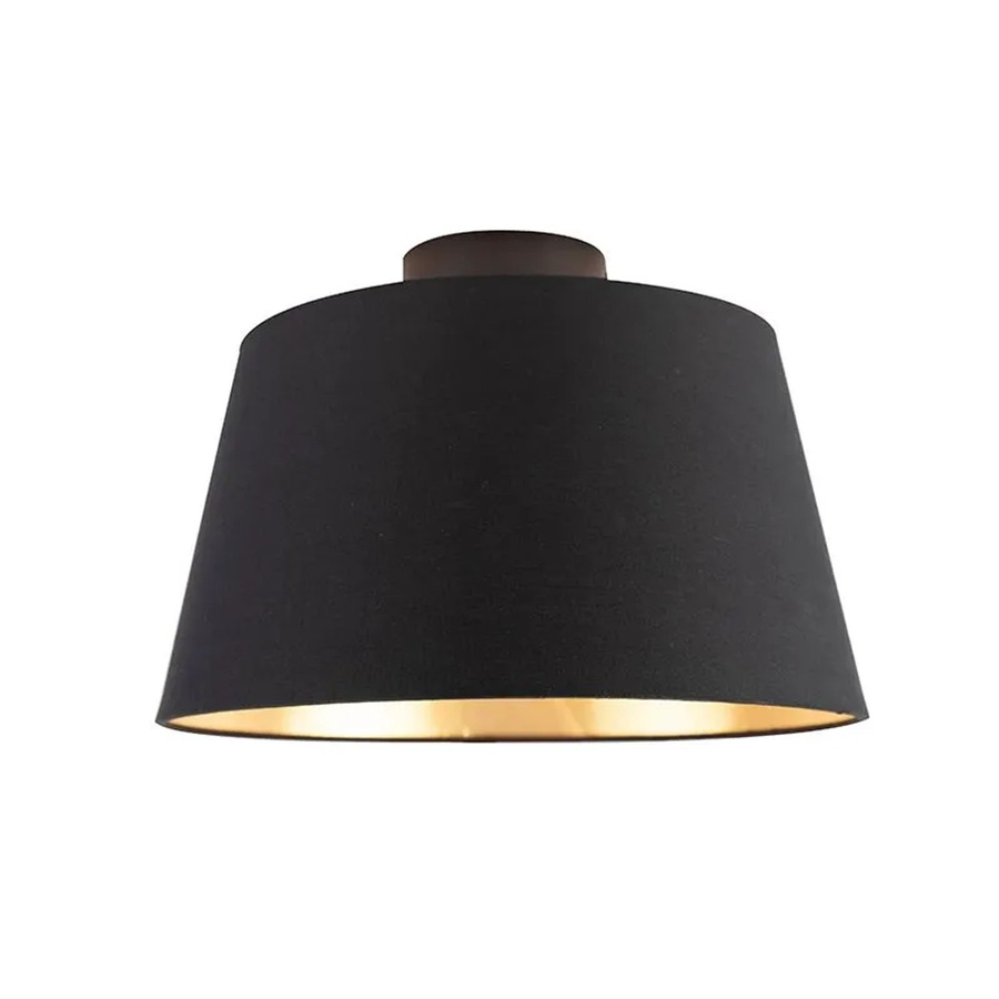 QAZQA Deckenleuchte mit Baumwollschirm in Schwarz und Gold, dimmbar, E27, Durchmesser: 32 cm, Höhe: 22 cm - Bild 2