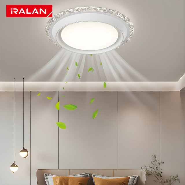 IRALAN Deckenventilator mit integrierter LED-Beleuchtung und Kristall-Design, 95W, stufenlos dimmbar und App-Steuerung - Bild 1