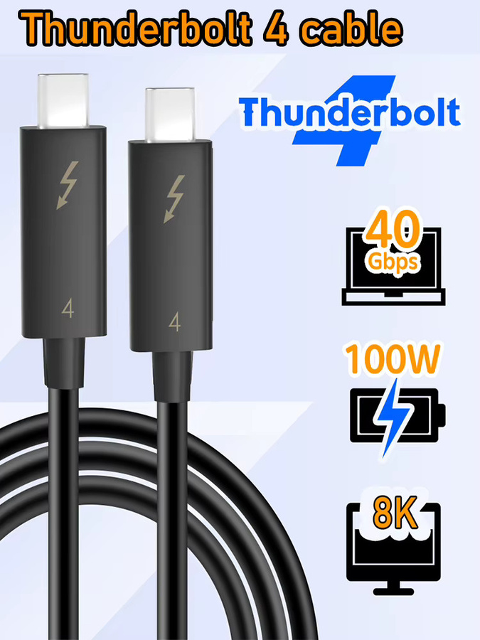 Apple Thunderbolt 4 USB 4.0 Kabel in Schwarz mit 40Gbps, 8K 60Hz und PD 100W Unterstützung - Bild 4