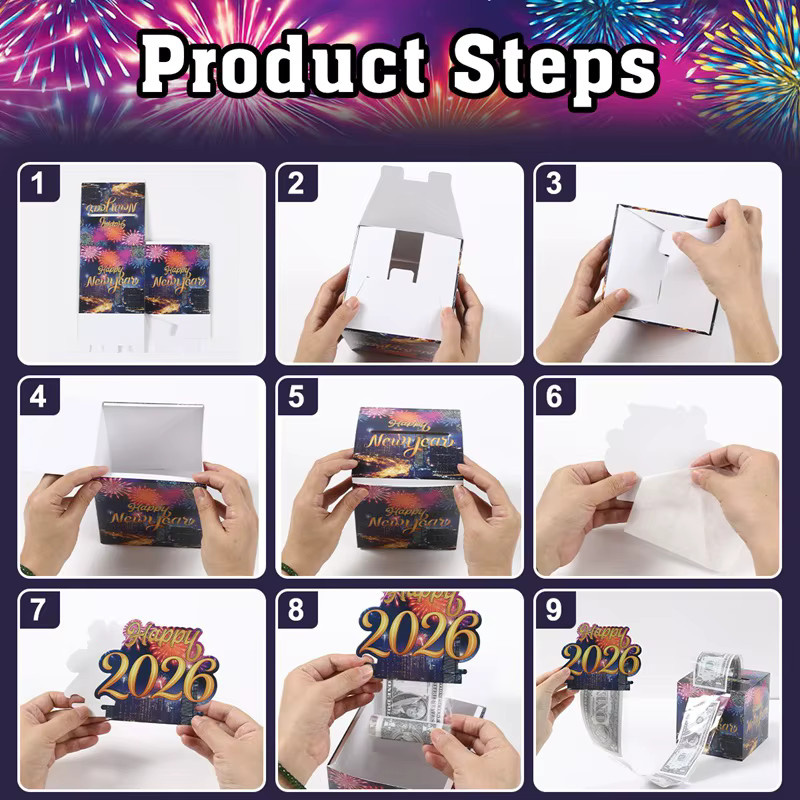 Bunte Weihnachts- und Silvester Geldgeschenkboxen aus Papier für Party und Dekoration - Bild 5