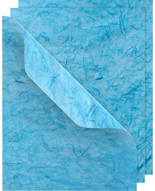 VBS Strohseide aus Maulbeerbaumfasern in Türkis und Blau, 3 Bögen, B: 50 cm, H: 70 cm - Bild 1
