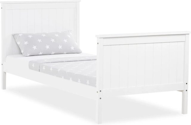 Homestyle4u Jugendbett im Landhausstil aus Kiefernholz und MDF, Weiß, B/T/H: 90 x 200 cm - Bild 1