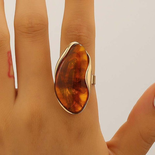 Ring sharelucky, Harz, Goldfarbe, Vintage, Damen - Bild 1