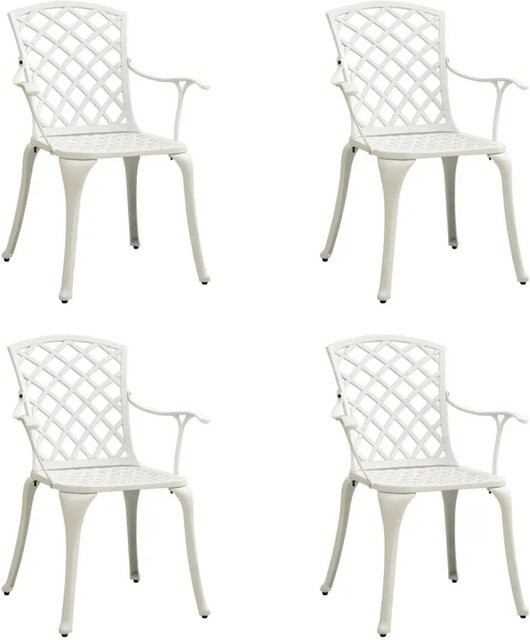 Set aus 4 vidaXL Gartenstühlen aus Aluminiumguss in Weiß mit mattem Finish - Bild 1