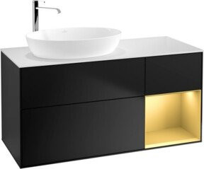 V&B Waschtischunterschrank Finion mit Wandbeleuchtung, Blau lackiert, Breite: 120 cm, Tiefe: 50,1 cm, Höhe: 50,1 cm - Bild 1