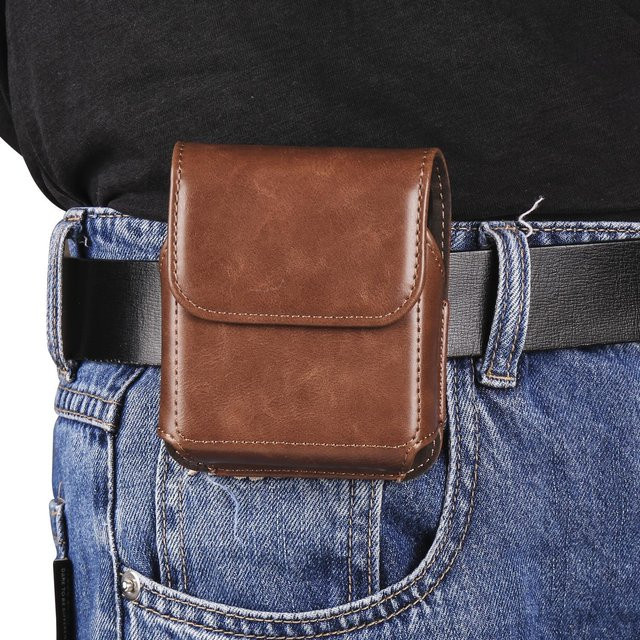 Luxus Leder Gürtel Clip Handyhülle für Samsung Galaxy Z Flip5, Z Flip4, Z Flip3 5G, Oppo Find N2 Flip und Moto Razr, Magnetische Holster Tasche in Braun - Bild 1