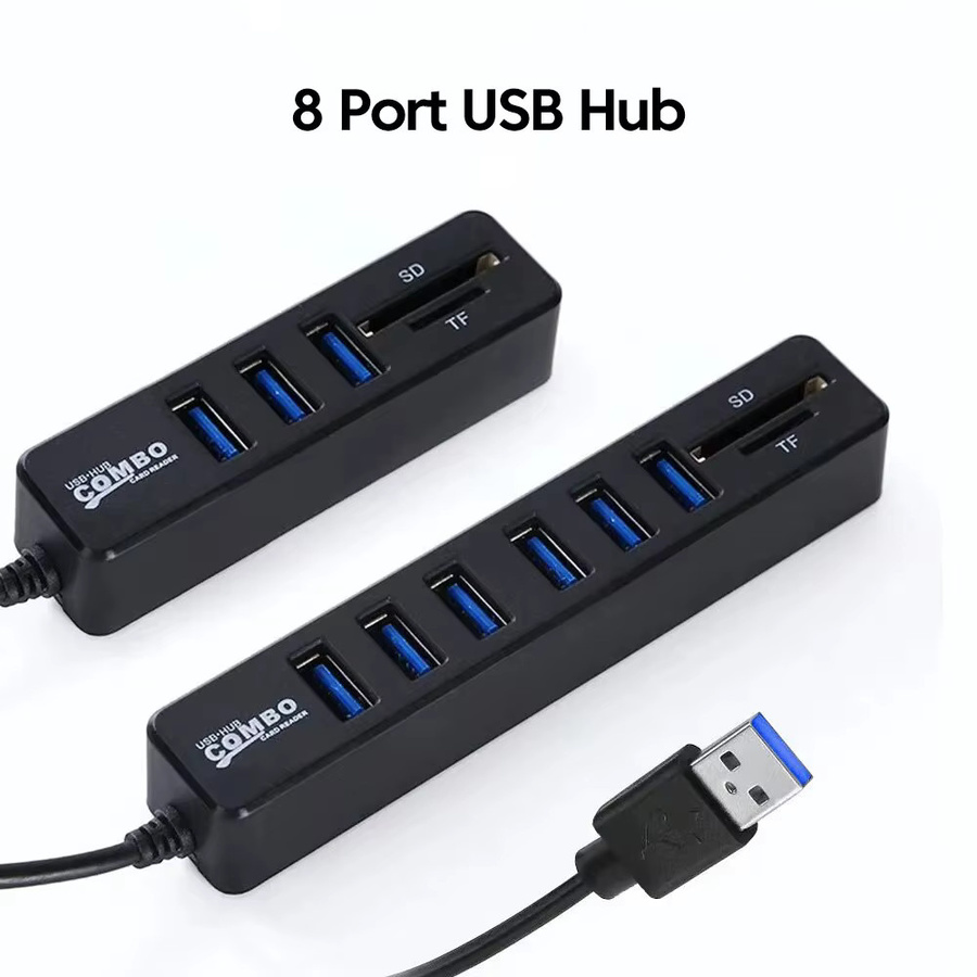 USB 2.0 Multi Port Hub mit 6 Anschlüssen und TF SD Kartenleser Adapter in Schwarz für Laptop und PC - Bild 5
