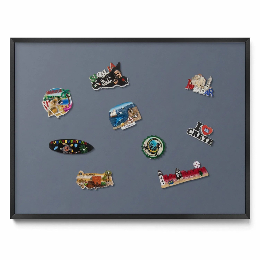 Tulup Magnettafel aus Metall in Grau mit schwarzem Rahmen, B: 80 cm, H: 60 cm - Bild 2