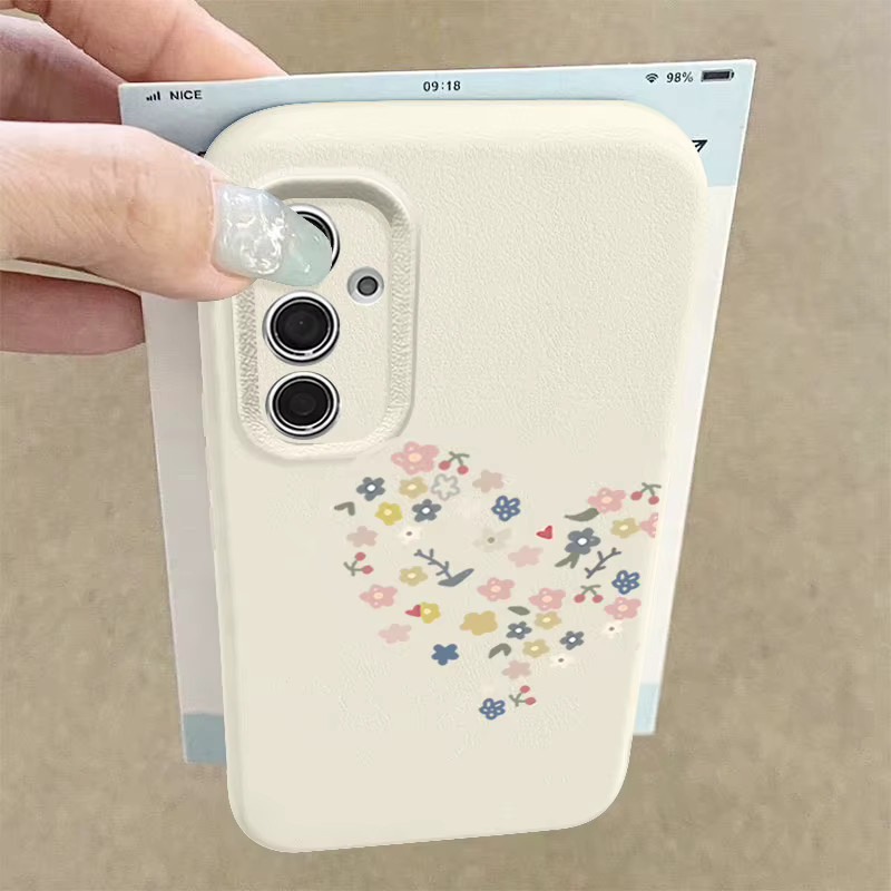 Handyhülle mit Herzmuster aus braunem Leder für Samsung Galaxy S25 S24 S23 S22 Ultra Plus und S21 FE aus TPU - Bild 5