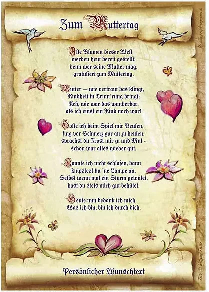 Personalisierte Muttertags-Urkunde von tantum graphic in Beige mit floralem Design und individuellem Wunschtext - Bild 1