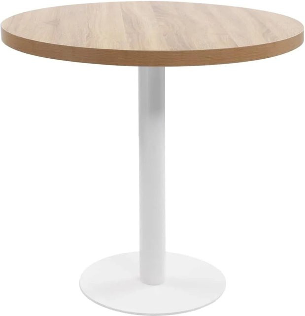 DELUKE Bistrotisch FLORI Rund, Hellbraun/Weiß, Durchmesser: 80 cm, Höhe: 75 cm, MDF und Stahl - Bild 1