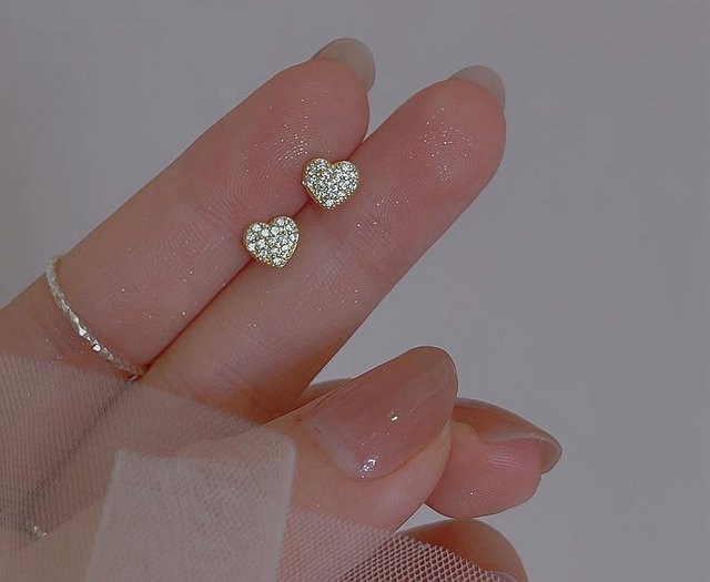 Lucky Star Jewelry Ohrstecker, Gold, Zirkonia, Damen, herzförmig - Bild 1