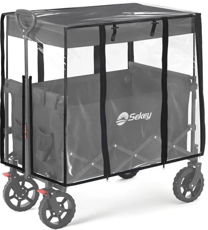 Sekey Regenschutzhülle für faltbaren Bollerwagen mit Dach aus EVA-Material, Schwarz, B/T/H: 75 x 50 x 65 cm