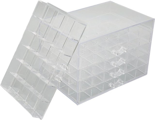 Painter Schmuckaufbewahrungsbox mit 120 Fächern und 5 abnehmbaren Schubladen, Transparent/Weiß - Bild 1