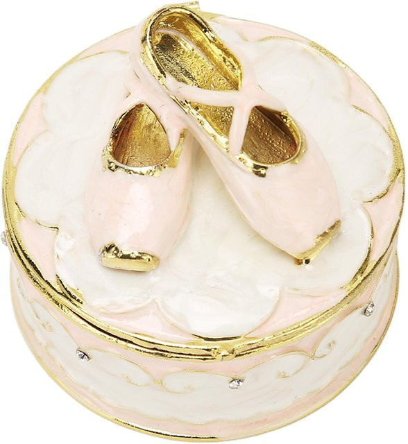 Igeteck Schmuckdose in Ballerina-Form mit Juwelenbesatz, rosa Metall-Schmuckkästchen mit Ringhalter für Damen - Bild 1