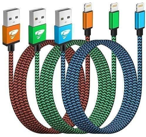 Maison Sami Lightning Ladekabel USB-A auf Lightning 3er-Pack, geflochtenes Nylon, Multicolour, Länge: 2 m - Bild 1