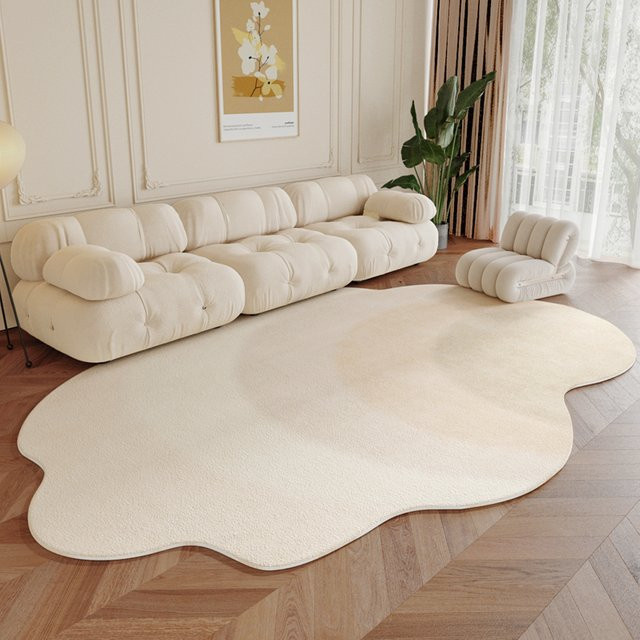 VIKAMA Teppich mit unregelmäßigem organischem Muster in Beige für Wohnzimmer und Schlafzimmer, B: 160 cm, T: 80 cm, H: 1 cm - Bild 1