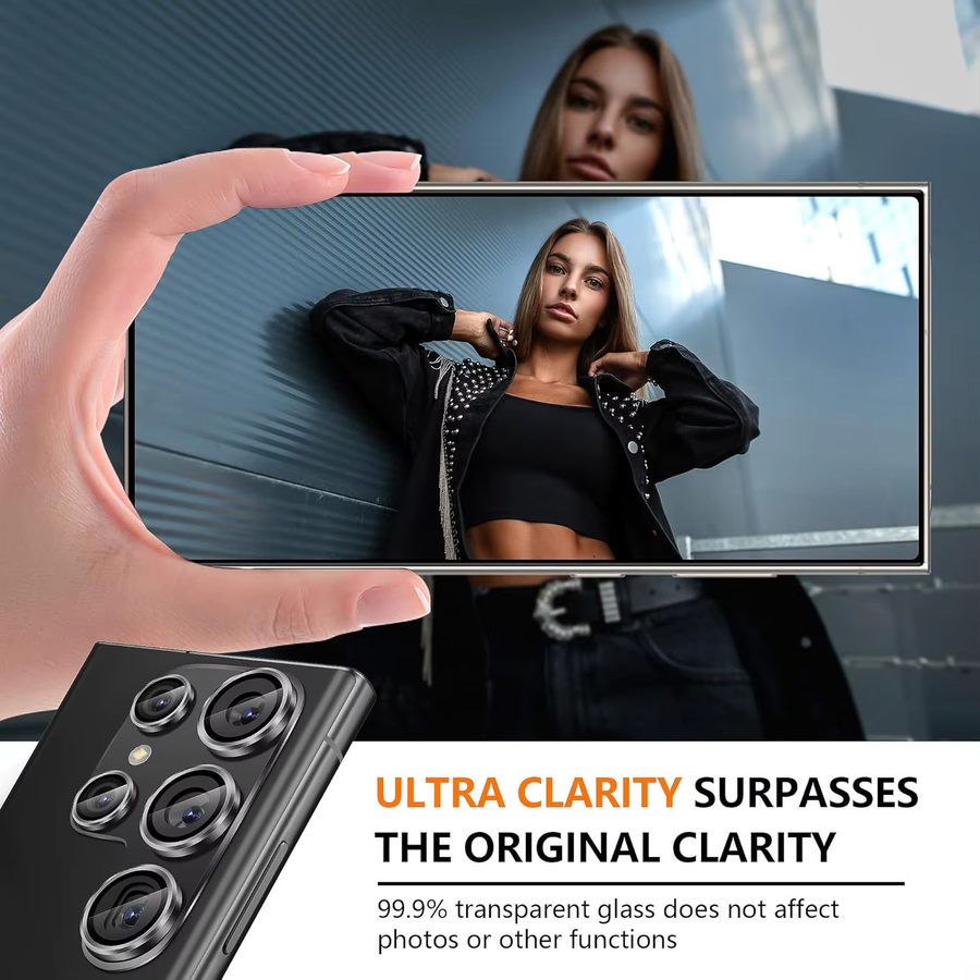 Metallring Glas-Kameralinsen-Schutz für Samsung Galaxy S26 S25 S24 Ultra Plus in Schwarz - Bild 3