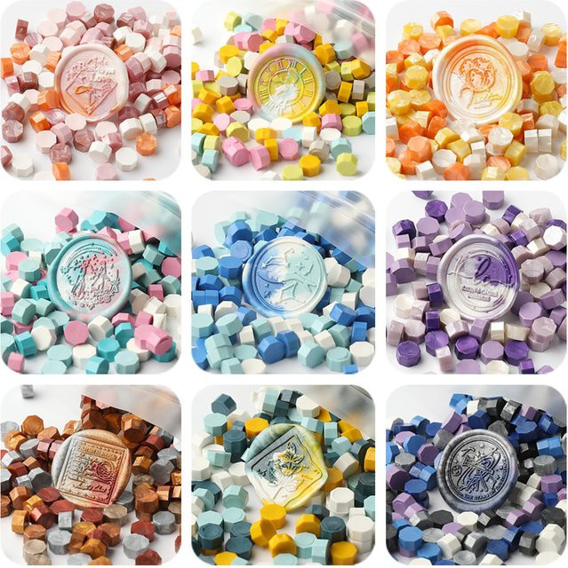 200 Stück achteckige Siegelwachsperlen von QUOOOP in Multicolor für Siegelstempel, Kartenumschläge und Geschenkverpackungen - Bild 1