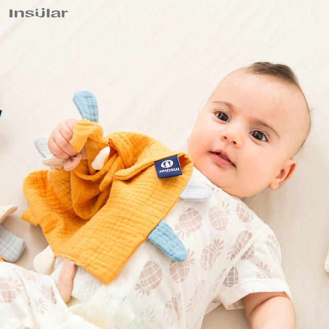 Insular Baby Soft Soother Teether Appease Towel Sensorische Sicherheitsdecke für Säuglinge in Beige - Bild 1