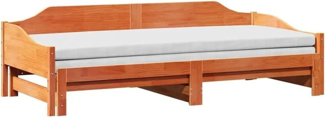 vidaXL Tagesbett aus Massivholz Kiefer, ausziehbar, Wachsbraun, B/T/H: 80–90 x 190/200 cm - Bild 1