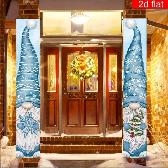 VIKAMA Winter-Zwerg Wandbehang aus Polyester in Blau für Weihnachtsdekoration und Veranda - Bild 1
