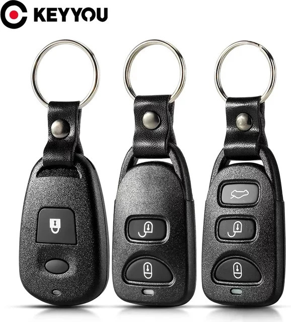 KEYYOU Remote Autoschlüssel Shell 2-Tasten für Hyundai Elantra, Santa Fe und Tucson in Schwarz (ohne Batteriehalter) - Bild 1