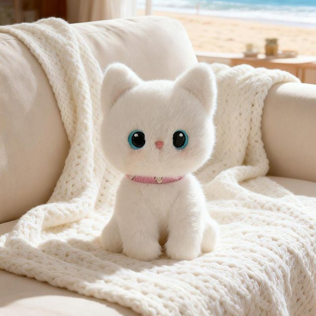 Yiran toy Sitzende Kätzchen Plüschtiere, Puppe, Weiß, 20cm - Bild 1