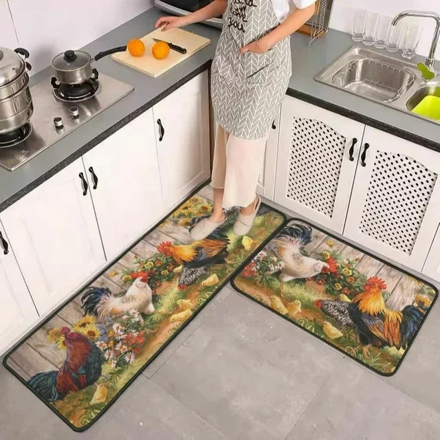Heißer Hahn Rutschfeste Bodenmatte im Bauernhaus-Stil für Wohnzimmer und Eingangsbereich - Bild 1