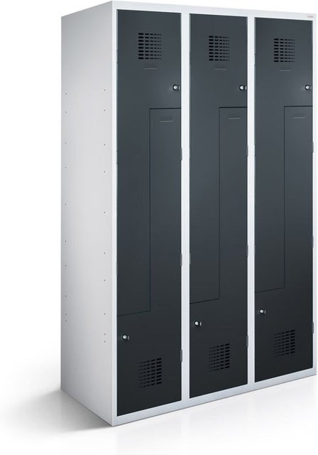 rotstahl Z-Spind mit 6 Türen in Anthrazit und lichtgrauem Korpus, B/T/H: 120 x 50 x 180 cm - Bild 1