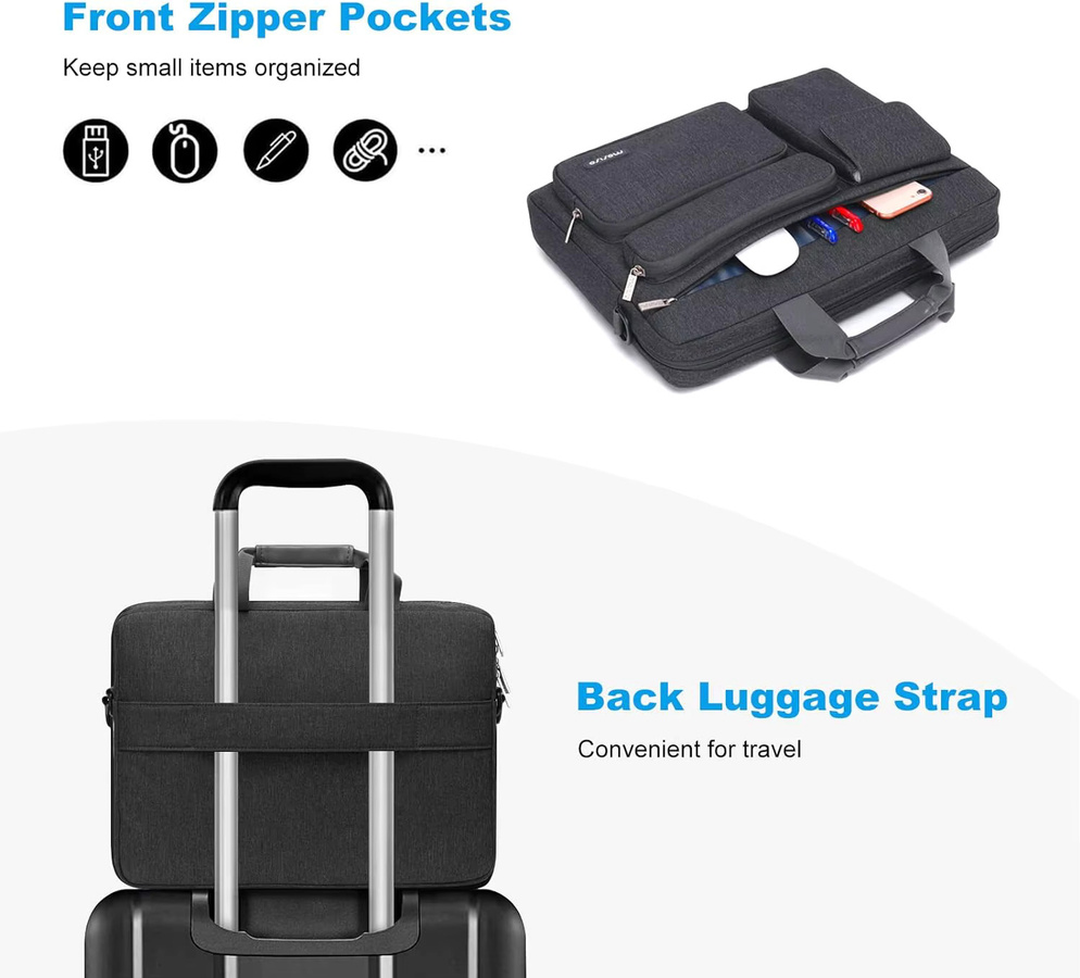 MOSISO Laptoptasche in Schwarz, wasserdichte Laptop-Hülle mit großer Kapazität für MacBook sowie ASUS, Lenovo, Dell und Huawei (13 bis 17,3 Zoll) - Bild 2