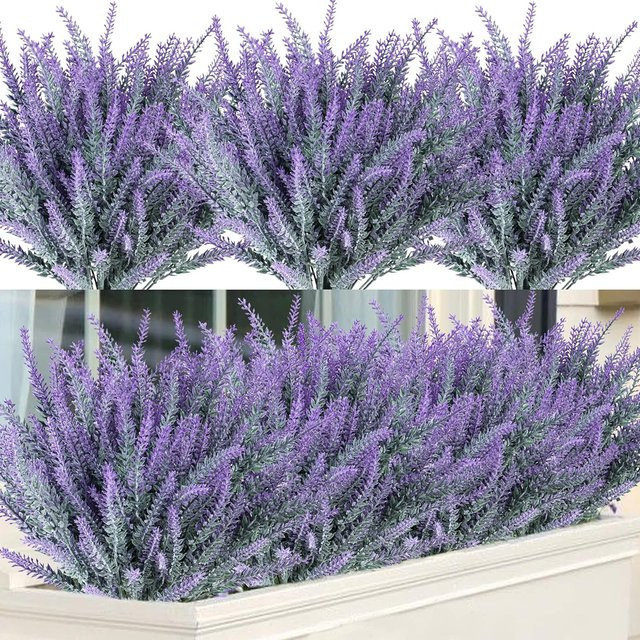 XIAOYINMO Künstlicher Lavendel aus Kunststoff in Mehrfarbig für DIY Deko, Hochzeit und Zuhause (4/8 Stück) - Bild 1