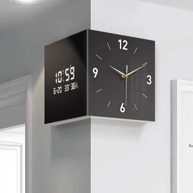 MagiDeal Eck-Digitaluhr in Pure White mit Datums- und Wochenanzeige zur Wandmontage - Bild 1