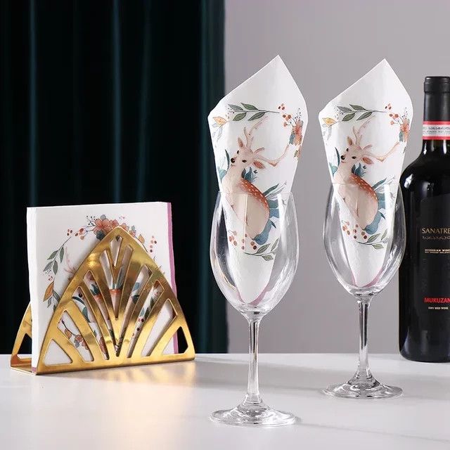 GUANYAO Bunte Servietten mit Pflaumen- und Hirsch-Print aus reinem Holzzellstoff, 20 Stück pro Paket, Multicolor - Bild 1