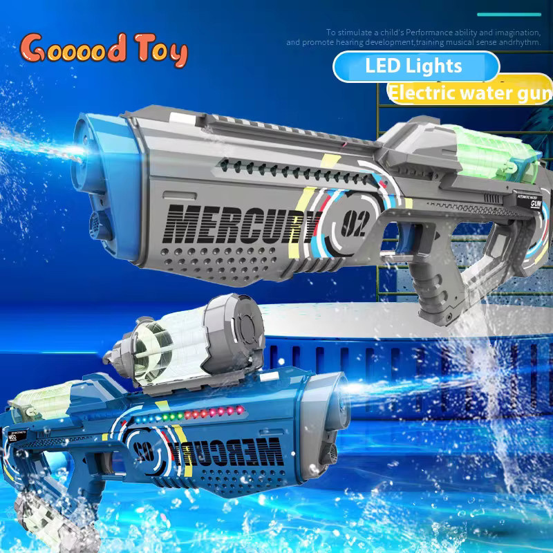 CONUSEA Elektrische Wasserpistole mit LED und Dauerfeuer in Orange und Blau für Kinder - Bild 2