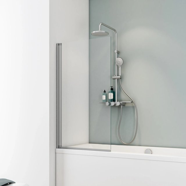 Schulte Badewannenaufsatz aus Echtglas und Aluminium, Farbe Transparent, B: 130 cm, H: 70 cm - Bild 1