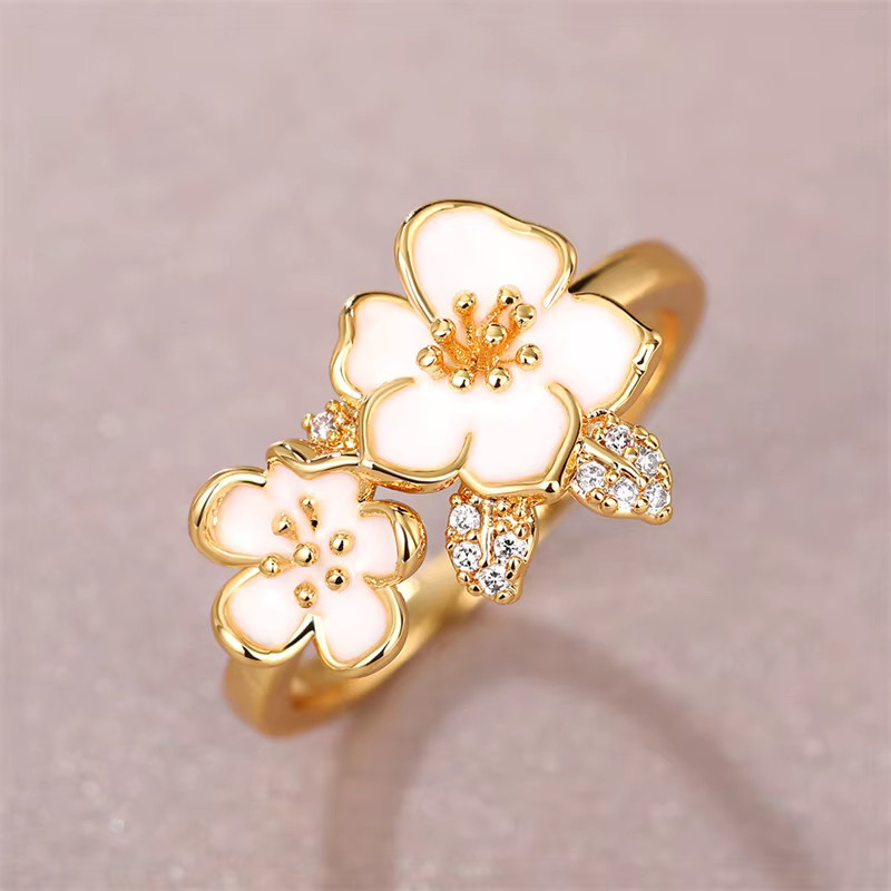 Huitan Trend Ringe, weiße Emaille, CZ, Damen - Bild 2